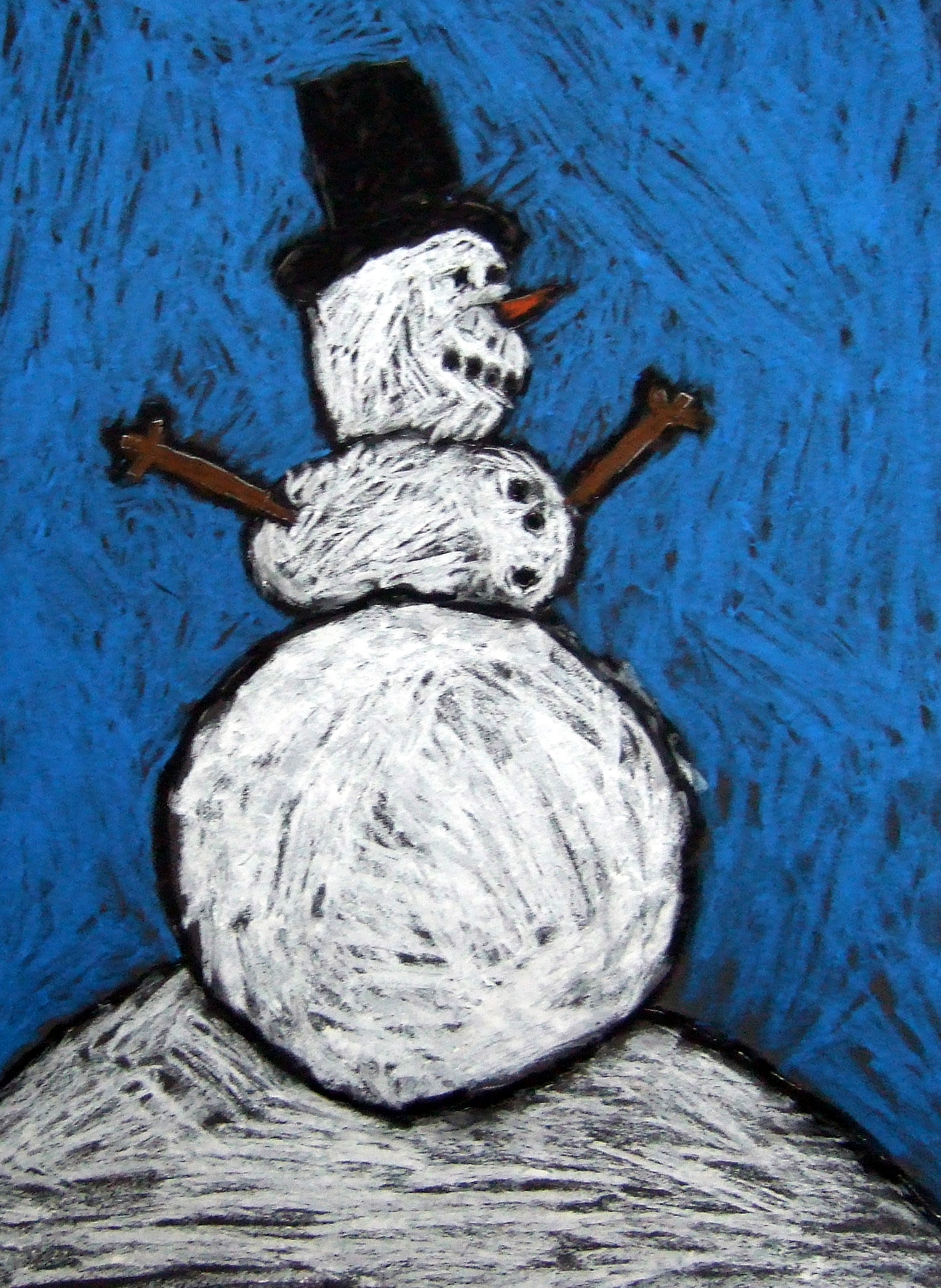 Oil Pastel Snowman